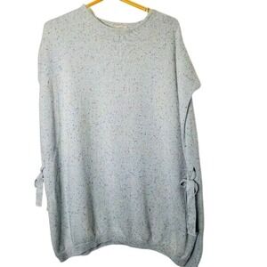 LOFT Light Blue Speckled Knit Sweater Poncho Tunic Top XS/S Tie Sides